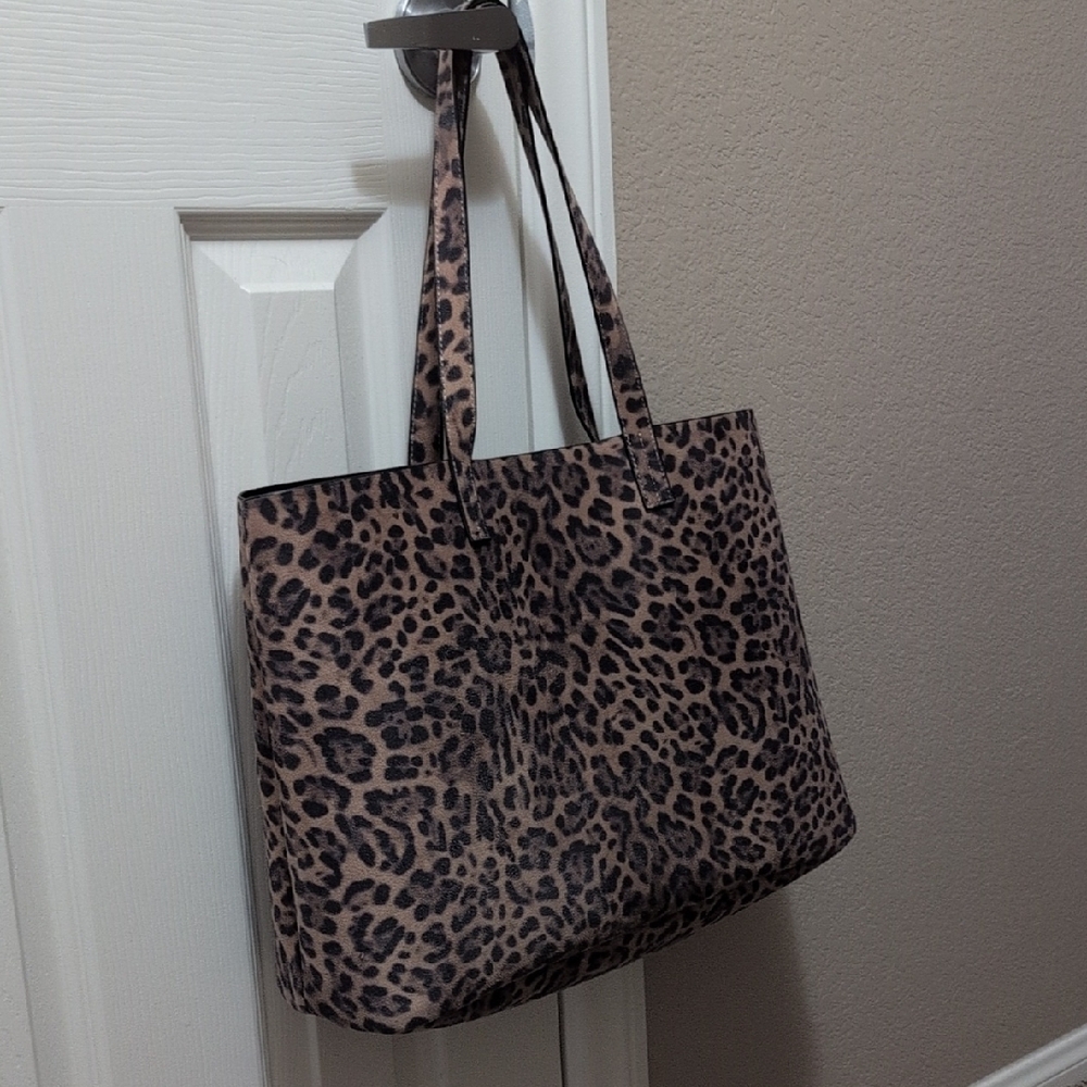 GAP Leopard Vegan Suede Tote Bag